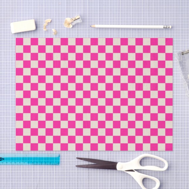 Papel De Seda Hot pink and tan checkerboard pattern (Arte )