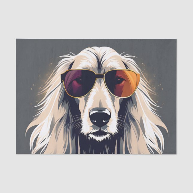 Papel De Seda Hound Afegão Elegante (Frente )