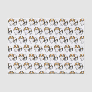 Papel De Seda Hound Tricolor Pomeranian Cute Cartoon Dog Padrão