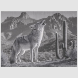 Papel De Seda Howling Coyote na paisagem do deserto