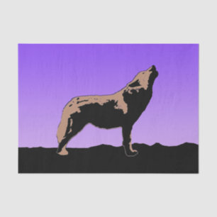 Papel De Seda Howling Wolf no Sunset - Arte Original da Vida Sel
