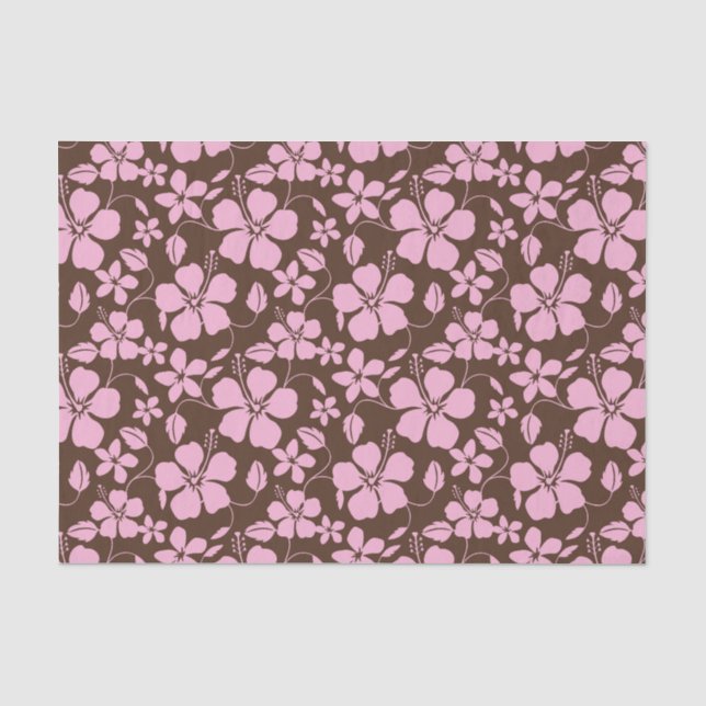 PAPEL DE SEDA HULA HAVAIANA (HIBÍSCUS) MARROM/ROSA (Frente )