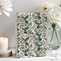 Hummingbird Decoupage Orange Floral Vintage White
