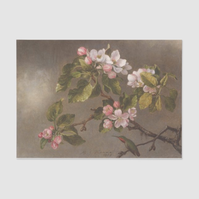 Papel De Seda Hummingbird e Apple Blossoms por Martin Heade (Frente )