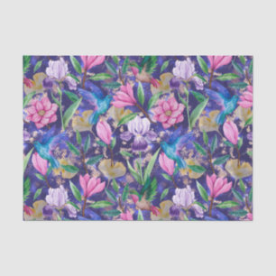 Papel De Seda Hummingbird e Flores de Jardim