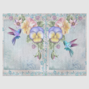 Papel De Seda Hummingbird e Flores Roxas Desaparecem