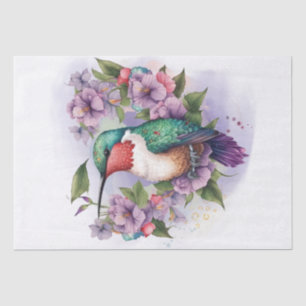 Papel De Seda Hummingbird Floral Watercolor