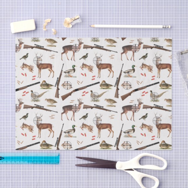 Papel De Seda Hunting Wildlife Outdoorsman Pattern (Arte )