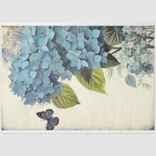 Papel De Seda Hydrangea azul e efemia da borboleta azul