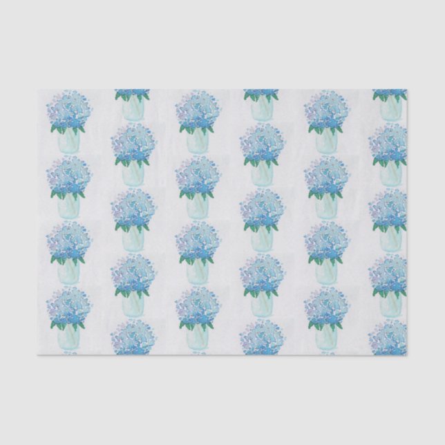 Papel De Seda Hydrangea azul e roxa (Frente )