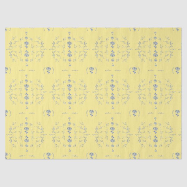 Papel De Seda Hydrangea Block Yellow and Blue Patternos (Frente )