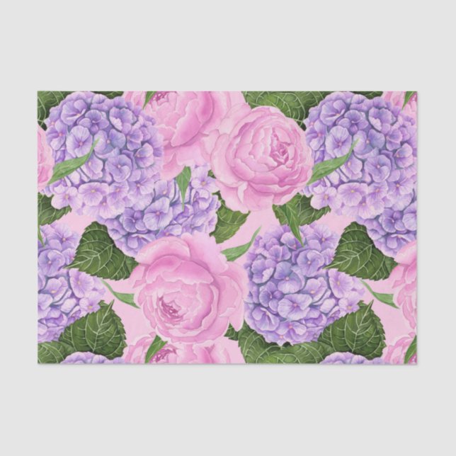 Papel De Seda Hydrangea e padrões de colônias (Frente )