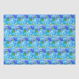 Papel De Seda Hydrangea floral Blue Flores Aquarela Russo