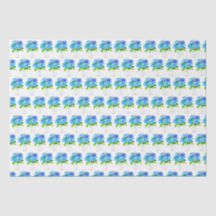 Papel De Seda Hydrangea floral Blue Flores Aquarela Russo