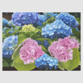 Papel De Seda Hydrangea Floral Rosa Azul Arte de Decoupagem