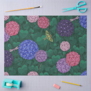 Papel De Seda Hydrangea Jardim de Mariposa Iluminada pelo Sol Pe