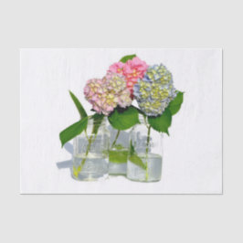 Papel De Seda Hydrangeas e Mason jar