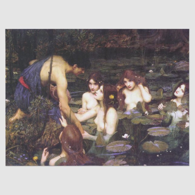 Papel De Seda Hylas e Ninfas, por J W Waterhouse Decoupage (Frente )