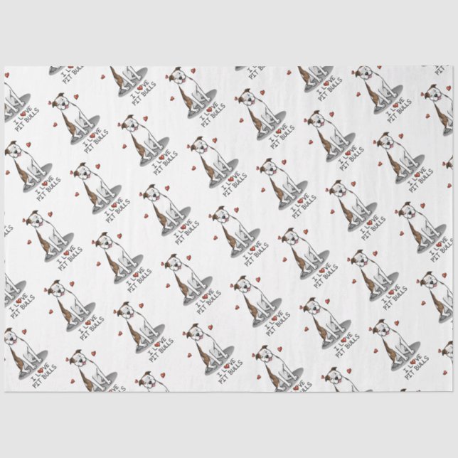 Papel De Seda I Love Pit Bulls (lt brindle white 3) (Frente )