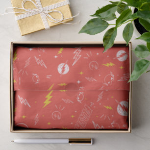 Papel De Seda Ícone do Flash com Relâmpago e Padrão de Desenhos
