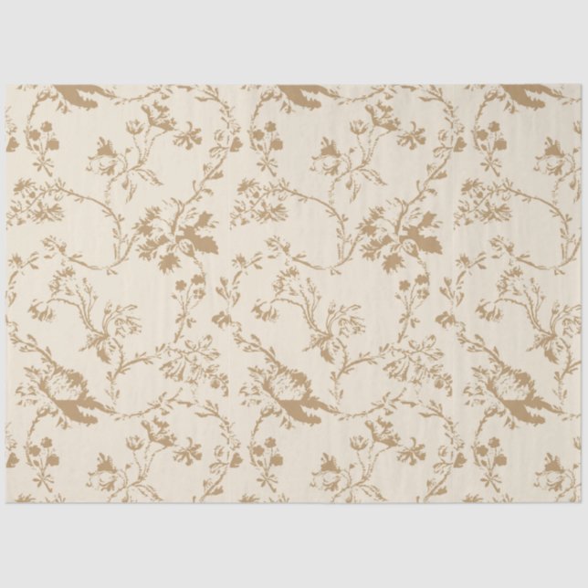 Papel De Seda Idade Fashiada com Flores Marrons (Frente )