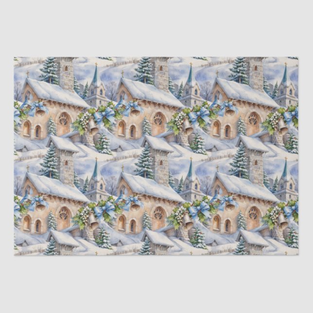 Papel De Seda Igreja do Dia de Natal (Frente )