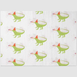 Papel De Seda Iguana Lizard Partilhando Animais Tendo uma Festa