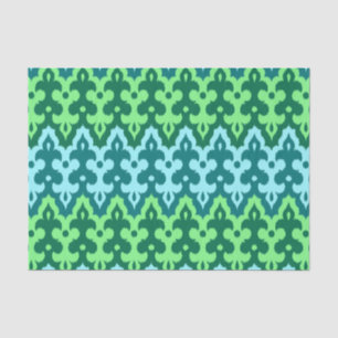 Papel De Seda Ikat Damask, Turquoise e Jade Green marroquinos