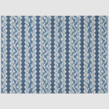 Ikat em Azul Índigo em Creme, Costeiro