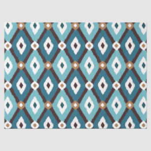 Papel De Seda Ikat Pattern Teal e Brown Decoupage