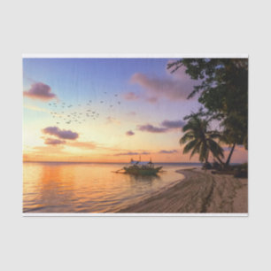 Papel De Seda Ilha Tropical Beach Tahiti Sunset
