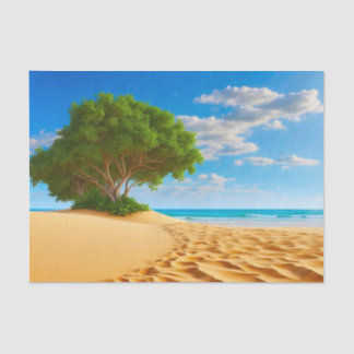 Papel De Seda Ilha Tropical Deserta Praia Arenosa