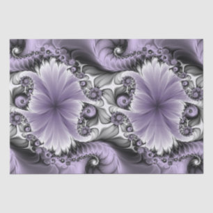 Papel De Seda Ilusão Lilás Arte Fantasia Floral Abstrata Fractal