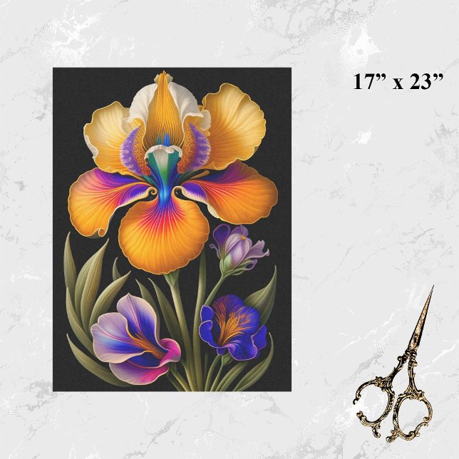 Papel De Seda Ilustração Botânica Amarela Floral Grande (Criador carregado)