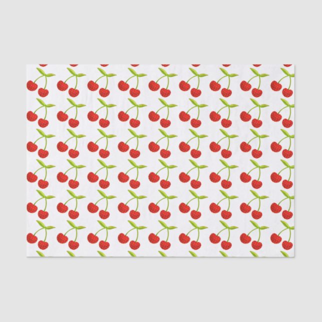 Papel De Seda Ilustração da cereja do vintage (Frente )
