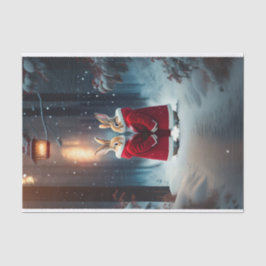 Papel De Seda Ilustração da Floresta de Neve dos Casacos Vermelh