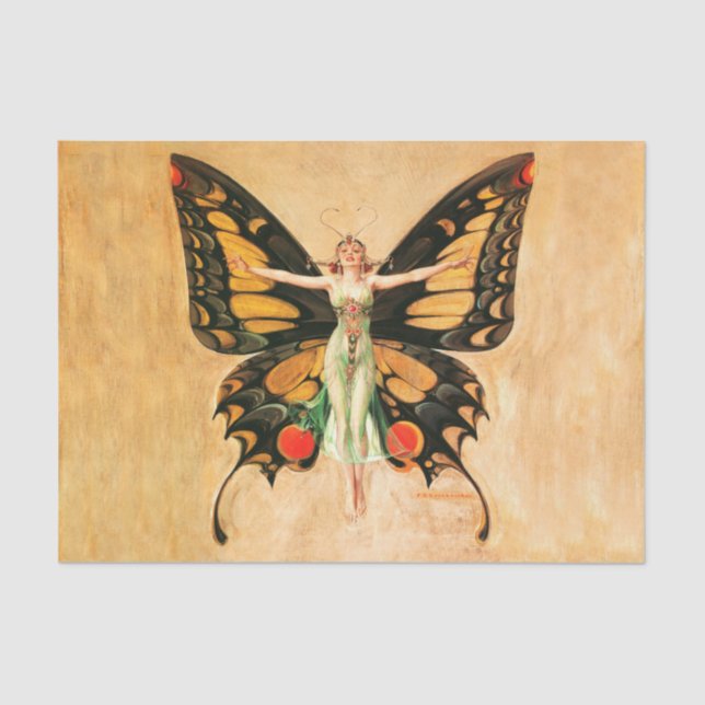 Papel De Seda Ilustração da Mulher Voadora Flapper Butterfly (Frente )