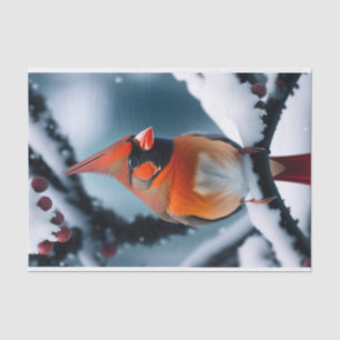 Papel De Seda Ilustração de Árvore de Neve Vermelha Cardeal