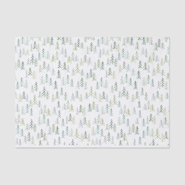 Papel De Seda Ilustração de Árvore Natal Watercolor  (Frente )