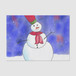 Papel De Seda Ilustração de Boneco de Neve Feliz Fofo