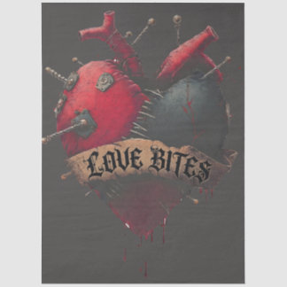 Papel De Seda Ilustração de Coração Anatômico "Love Bites" Gótic