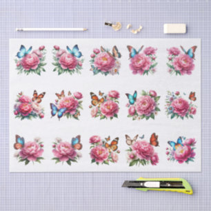 Papel De Seda Ilustração de Decoupage de Borboleta Floral em Cli