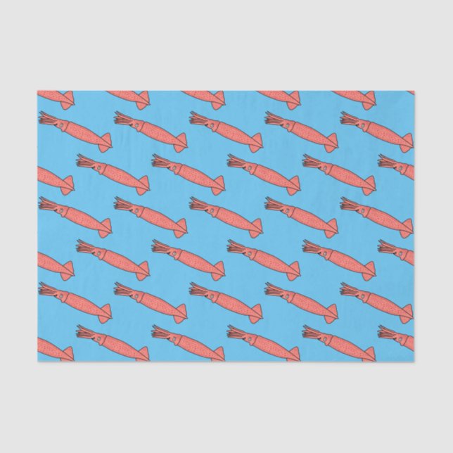 Papel De Seda Ilustração de desenho animado de lula feliz rosa (Frente )