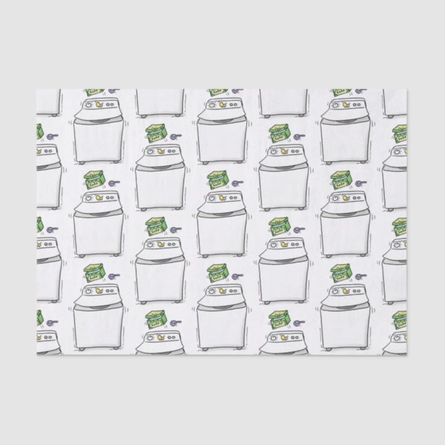 Papel De Seda Ilustração de desenho animado de máquina de lavar  (Frente )