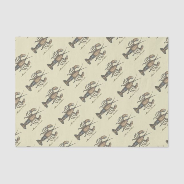 Papel De Seda Ilustração de Lagosta Madeira Antica (Frente )