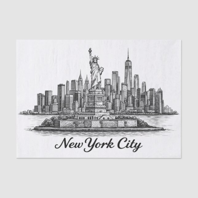 Papel De Seda Ilustração de Linha do Horizonte de Nova York (Frente )