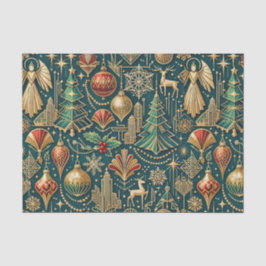 Papel De Seda Ilustração de Ornamento de Natal em Dourado e Azul