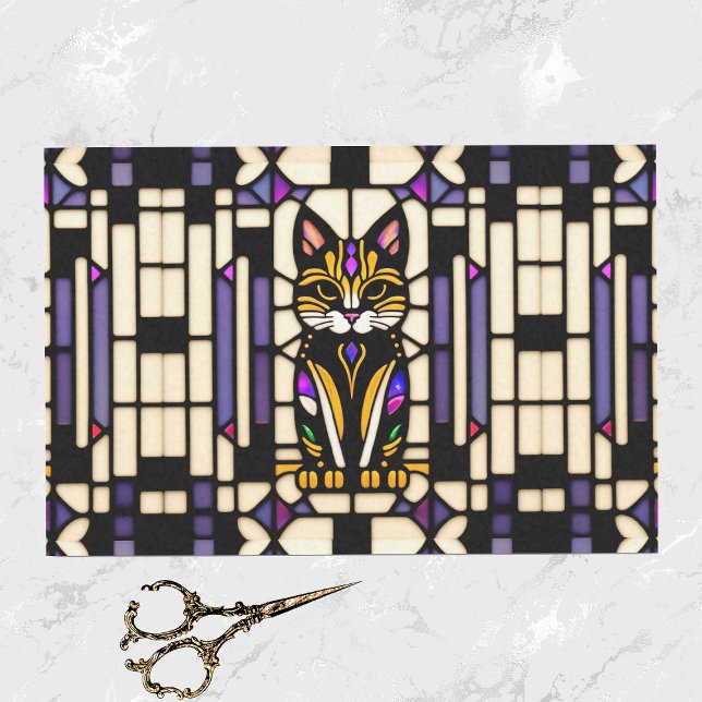 Papel De Seda Ilustração de Vidro Arrejado de Gato Laranja Moder (Criador carregado)