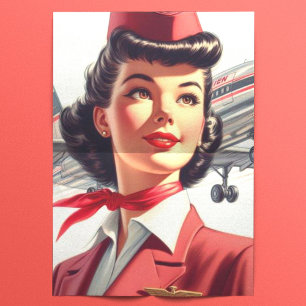 Papel De Seda Ilustração de Vintage Stewardess