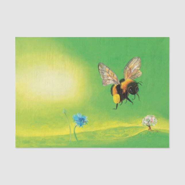 Papel De Seda Ilustração de voo de abelha (Frente )